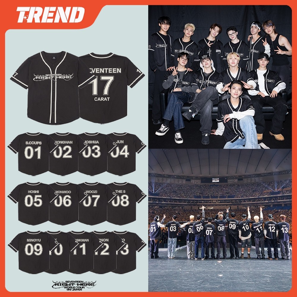 Kpop SEVENTEEN RIGHT HERE 制服球衣 T 恤男女 S.COUPS WONWOO DK THE8