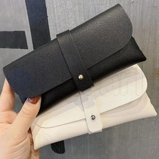 Ins Style 簡約黑白軟PU皮眼鏡盒/通用耐用眼鏡收納袋/多用途純色眼鏡袋/便攜時尚太陽鏡袋