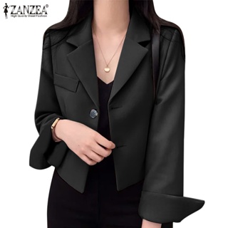 Zanzea 女式韓版翻領長袖鈕扣袖口日常西裝外套