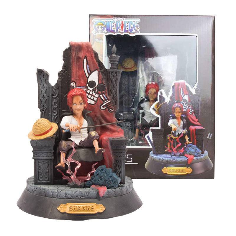 航海王紅髮傑克公仔擺件/航海王海賊王紅髮傑克GK四皇共鳴坐姿紅髮香克斯王座擺件手辦模型批發