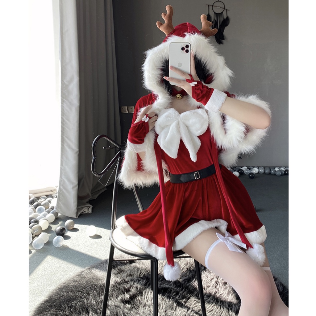 聖誕衣服 聖誕節服裝 聖誕服裝 耶誕裝 cosplay 女僕裝  麋鹿 斗篷 披肩 角色扮演 情趣睡衣 萬聖節服裝 兔女