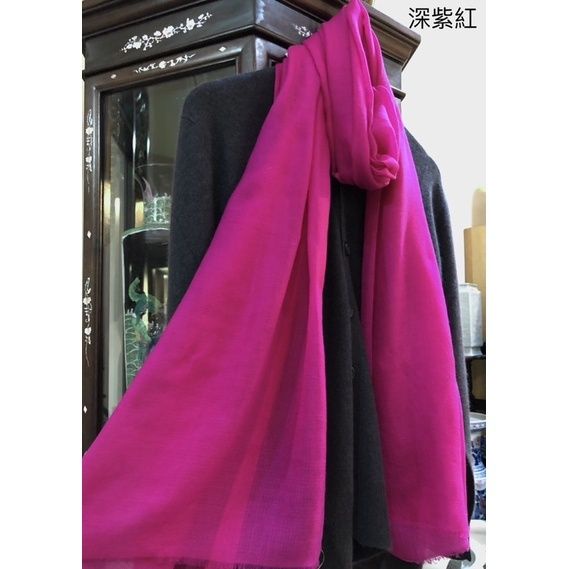 Shamina. Pashmina家族中的極品 100%喀什米爾純手工幼羊羊羢 穿戒 鑽石織紋披肩/圍巾-深紫紅