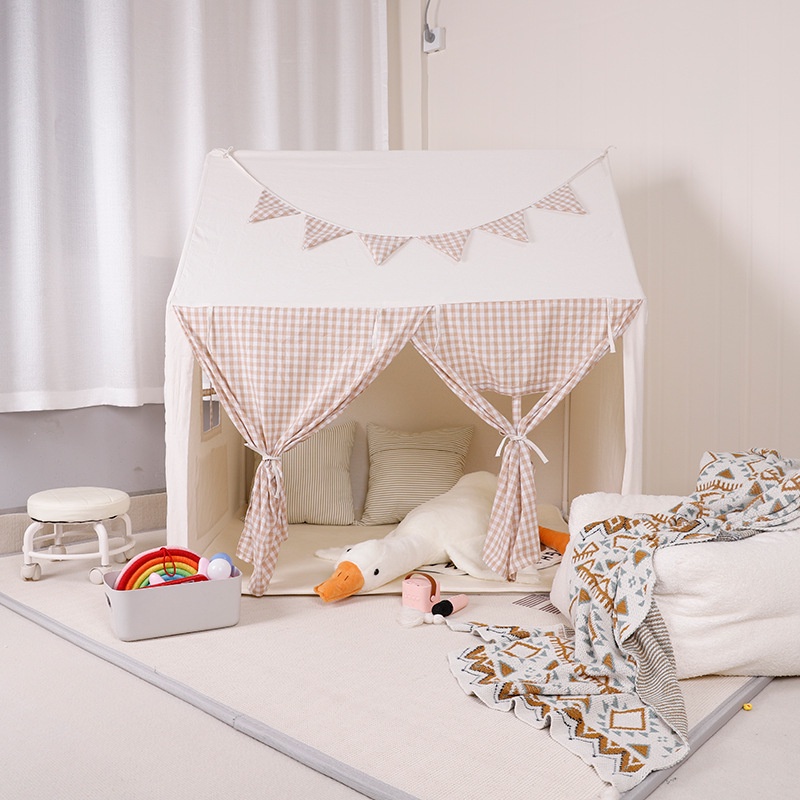 兒童帳篷 室內遊戲屋 小房子城堡玩具 公主屋睡覺過家家 格子窗戶帳篷