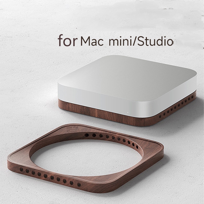 適用於 MAC mini 桌面底座 MAC Studio 的胡桃木支架散熱器防塵