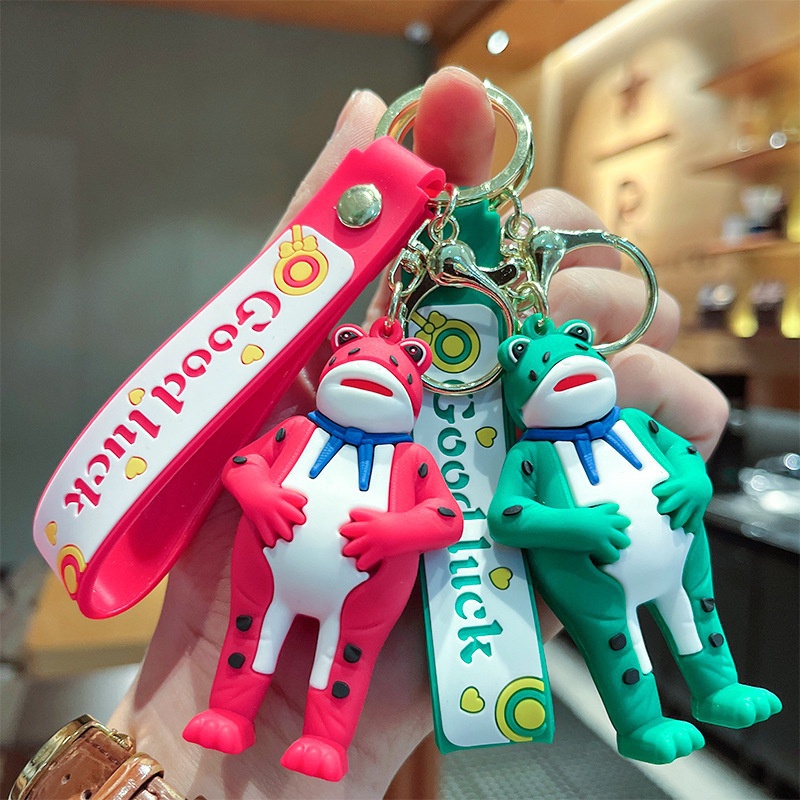 手機吊飾 Orsel 背包、卡通人物玩具、禮物的可愛青蛙訂製鑰匙扣