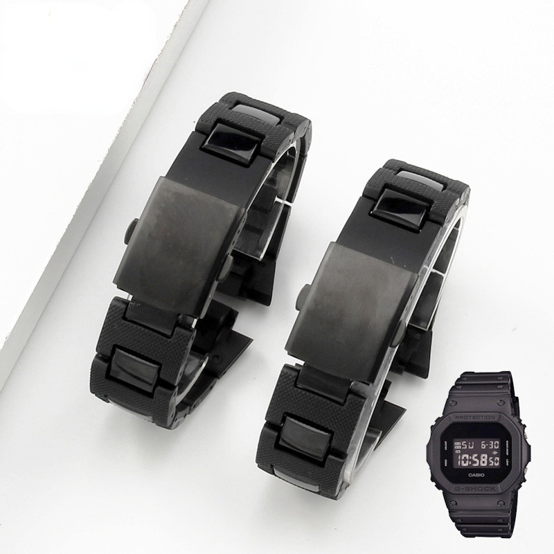 適配卡西鷗方塊DW5600/5610/GW-B5600 GA-2100改裝復合塑鋼手表帶