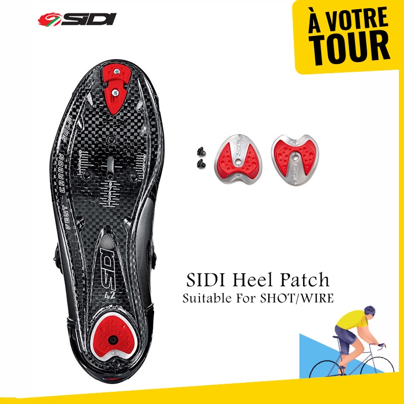 Sidi Shot Wire 公路自行車鎖鞋鞋後跟夾板鞋底備用夾板具有可更換的螺柱鞋跟凸耳成對出售適合所有 Sidi 鞋