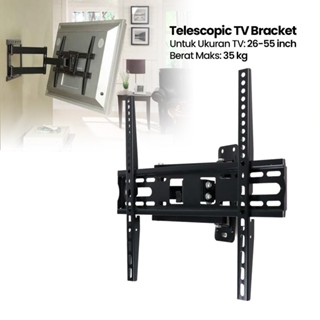 伸縮壁掛顯示器電視支架支架 1.3m 厚 400 x 400 間距,適用於 26-55 英寸