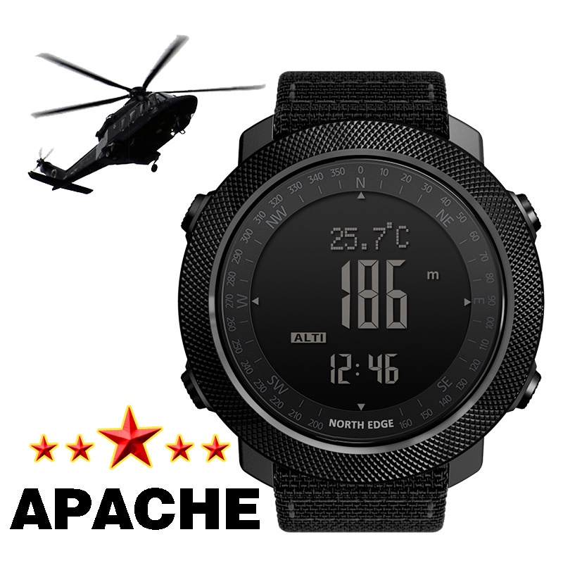 【現貨】NORTH Edge  Apache 戶外運動50米防水 高度氣壓表 指南針 溫度計多功能登山 游泳腕錶 運動手