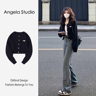 🌟Lovely愛出貨🌟 小眾黑色內搭針織衫毛衣女秋季設計感慵懶風長袖上衣短款開衫外套東大門款韓款韓版