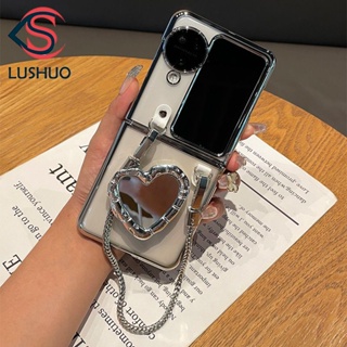 Lushuo OPPO Find n3 N2 Flip 豪華電鍍後蓋手機殼帶愛心支架和手鍊,適用於 findn2 3 F