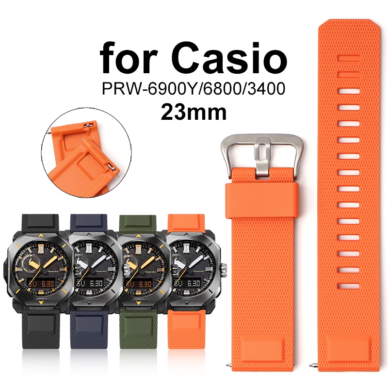 23毫米矽膠錶帶適用於卡 西歐 Protrek系列錶帶適用於PRW-6900 PRW-6800/3400 快拆錶帶