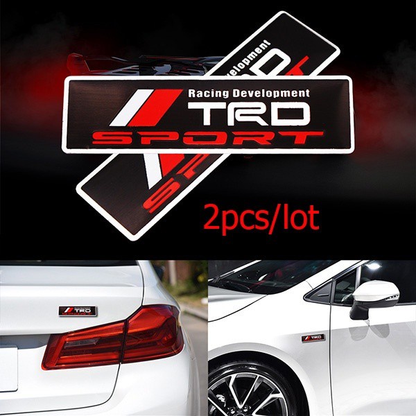 2 件裝豐田 3D 金屬賽車 TRD 貼紙標誌貼花汽車尾翼子板車身裝飾配件