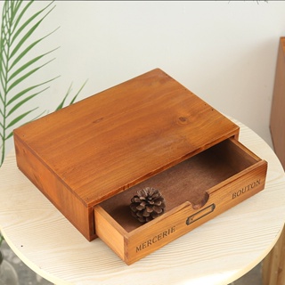 zakka日式復古木盒抽屜收納盒 收納桌面整理盒木質抽屜櫃