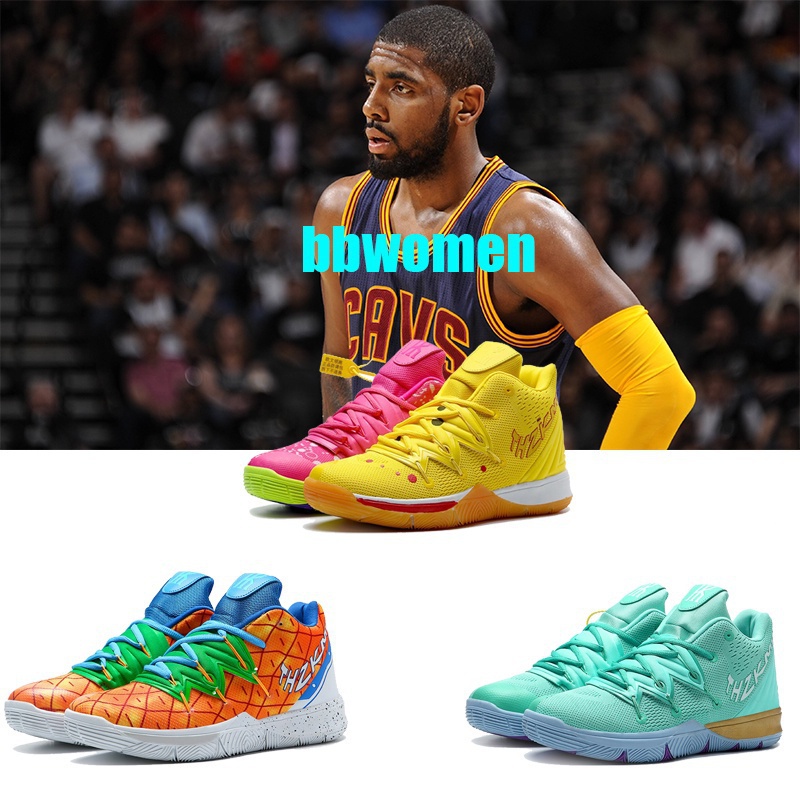 現貨熱賣 Kyrie Irving 5 海綿寶寶聯名系列籃球鞋 實戰籃球鞋 耐磨防滑橡膠鞋底 尺碼：36-45