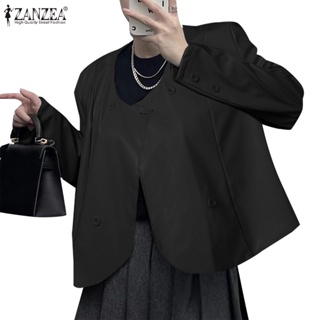 Zanzea 女式韓版時尚圓領長袖鈕扣休閒夾克