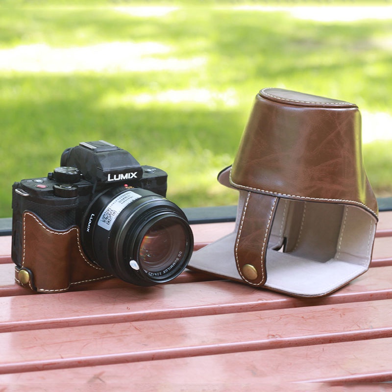 適用松下GX9 相機包卡通奶牛紋保護殼G100復古綠色底座皮套攝影包