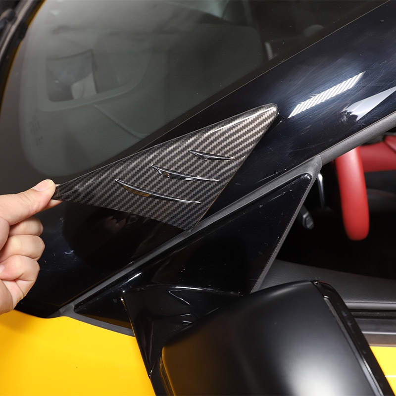 豐田 碳纖維/黑色適用於 Toyota GR Supra A90 2019-2022 汽車後視鏡側窗擾流板三角蓋裝飾汽車