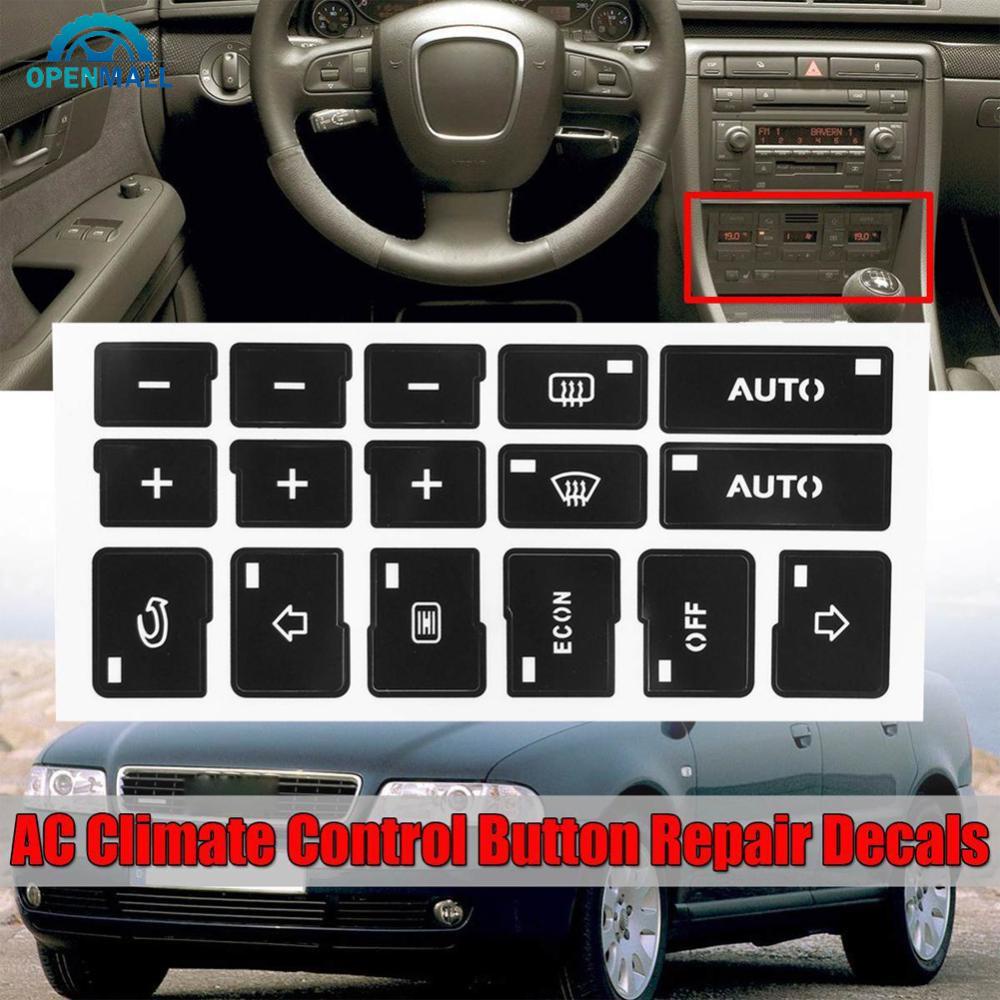 Openmall 16 鍵汽車空氣音頻狀況 AC 氣候控制按鈕貼紙貼花造型裝飾適用於奧迪 A4 B6 B7 2000 -