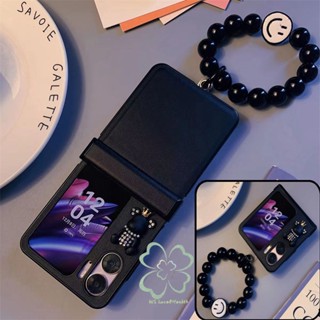 鑽石熊手鍊硬皮套 OPPO Find N3 N2 翻蓋超薄外殼帶腕帶鉸鏈保護防震後蓋