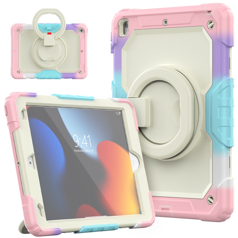 適用iPad mini4/5揹帶手環旋轉米色PC支架平板套iPad pro保護殼 OOKA