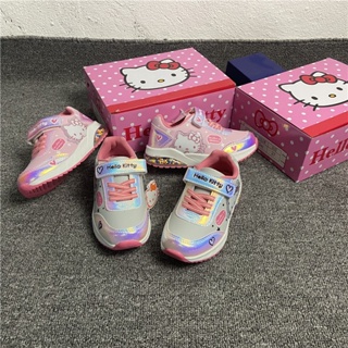 Hello Kitty女童運動鞋輕便百搭卡通手電筒可愛休閒輕便鞋兒童運動鞋