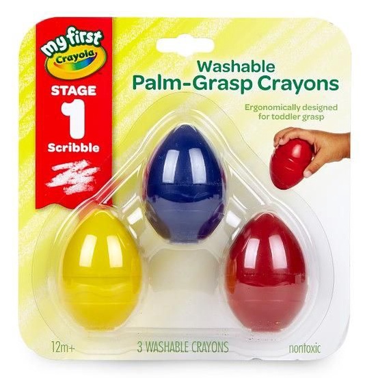 Crayola幼兒可水洗掌握蛋型蠟筆/ 3色/ 紅+黃+藍 eslite誠品
