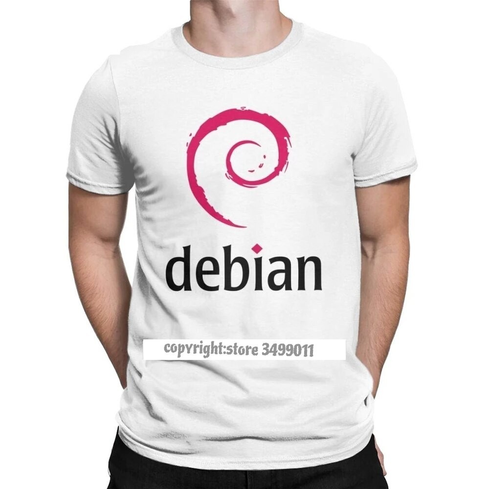 Debian Linux T 恤男士復古高級棉 T 恤圓領健身 T 恤派對街頭服飾