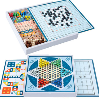 【滿99出貨+發票】棋類玩具 玻璃彈珠遊戲 跳棋 飛行棋 五子棋 多功能益智桌面玩具 兒童小學生適用