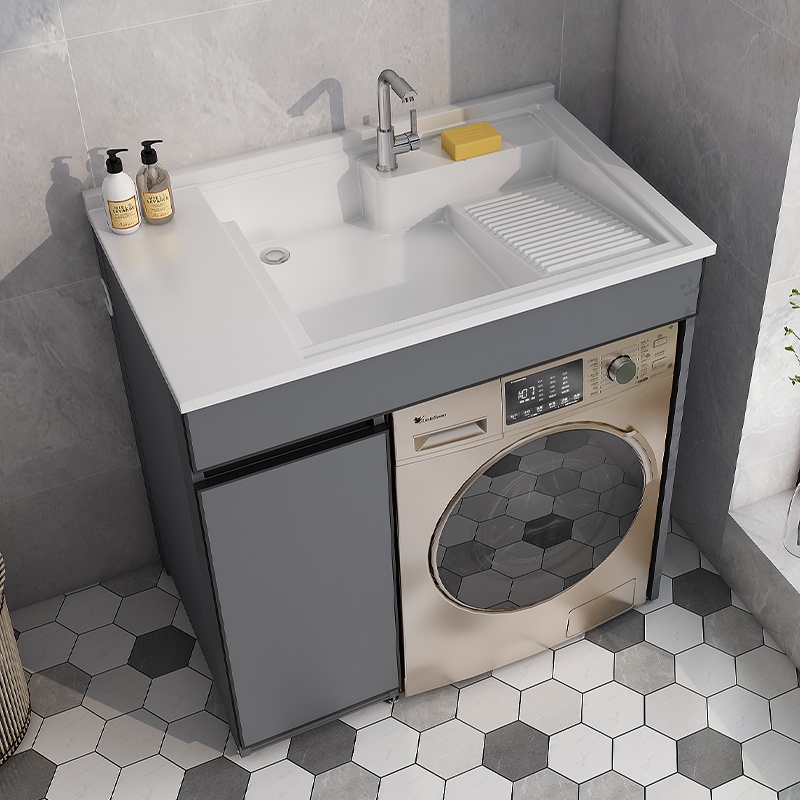 太空鋁洗衣機櫃一體台盆櫃小戶型陽台櫃組合伴侶櫃石英石洗衣池槽