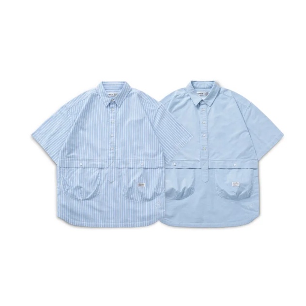 FILTER017® Oxford Pocket  shirt 牛津拼接半開襟短袖襯衫