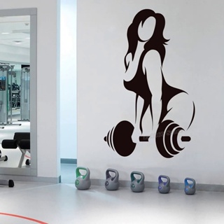 鍛煉女孩牆貼健身房動機 Crossfit 健身房女孩乙烯基牆貼花女人鍛煉貼花女孩力量健身裝飾 B579