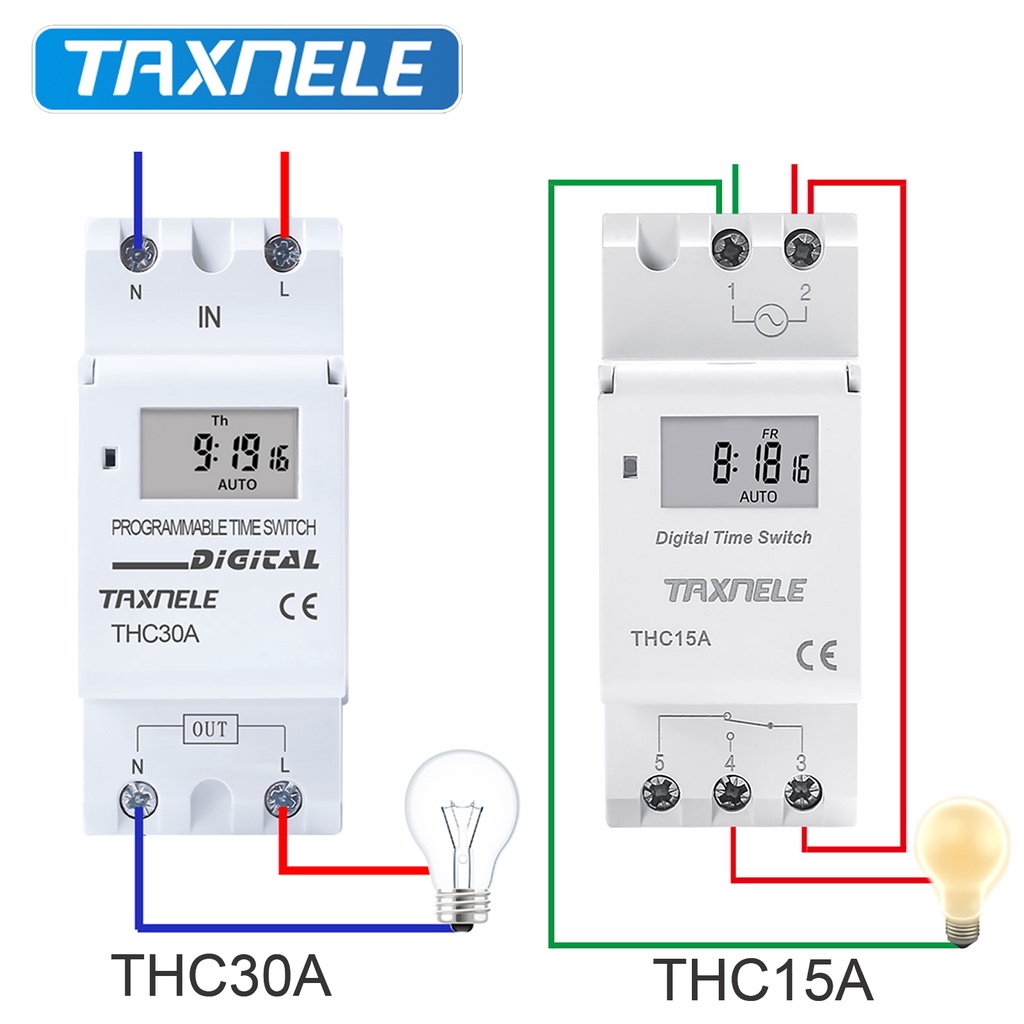 每週 7 天可編程 Din Rail 數字時間開關繼電器定時器 THC15A THC30A 220V 110V 48V