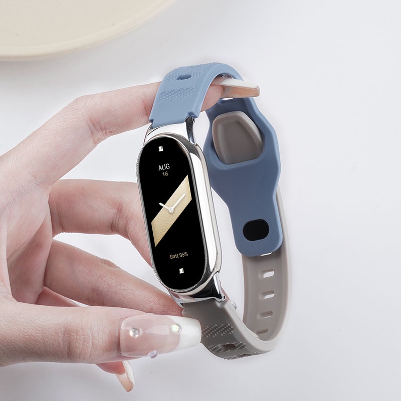 [Moon] 適用小米手環8/7/6/5粒感矽膠腕帶手環4/3錶帶NFC版運動錶帶