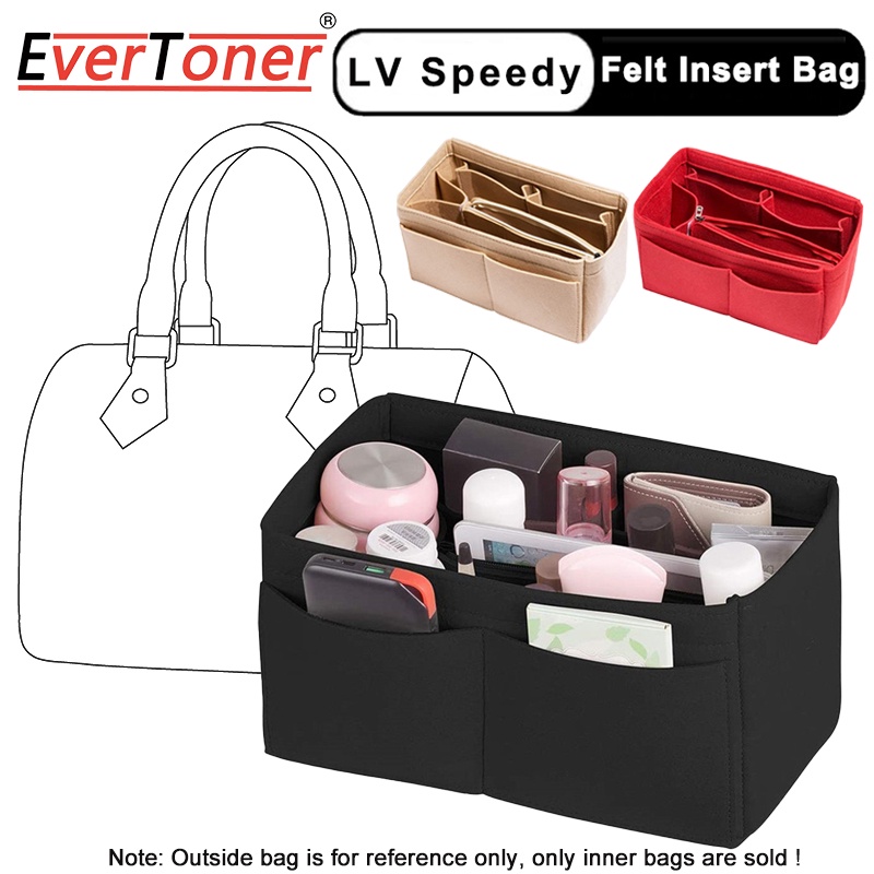 Evertoner 毛氈插入袋適用於 Speedy 25 30 35 手提袋女士化妝收納袋旅行化妝包化妝收納袋