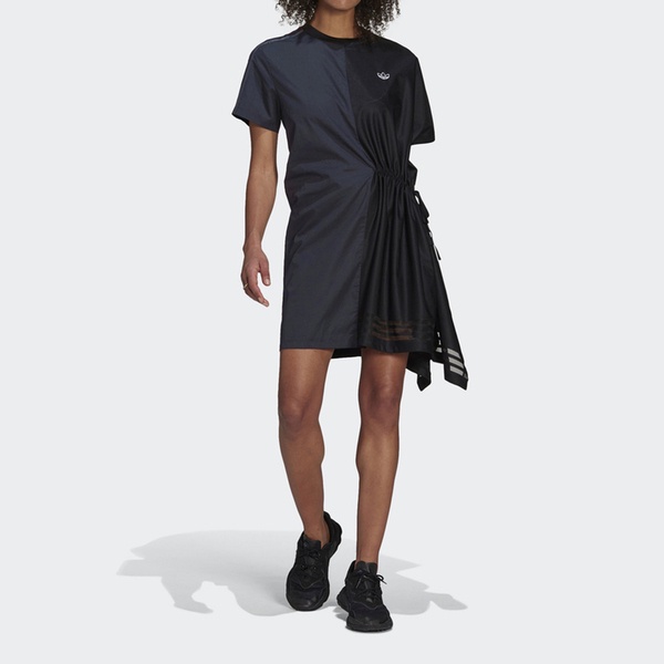 Adidas Original Tee Dress GN3273 女 洋裝 休閒 優雅 舒適 不對稱 國際版 灰藍