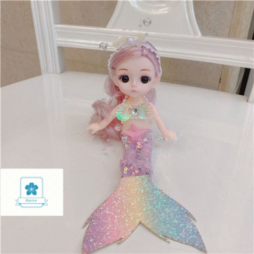 芭比娃娃,美人魚貝殼芭比娃娃模擬房子玩耍玩具公主裙嬰兒配對女孩禮物