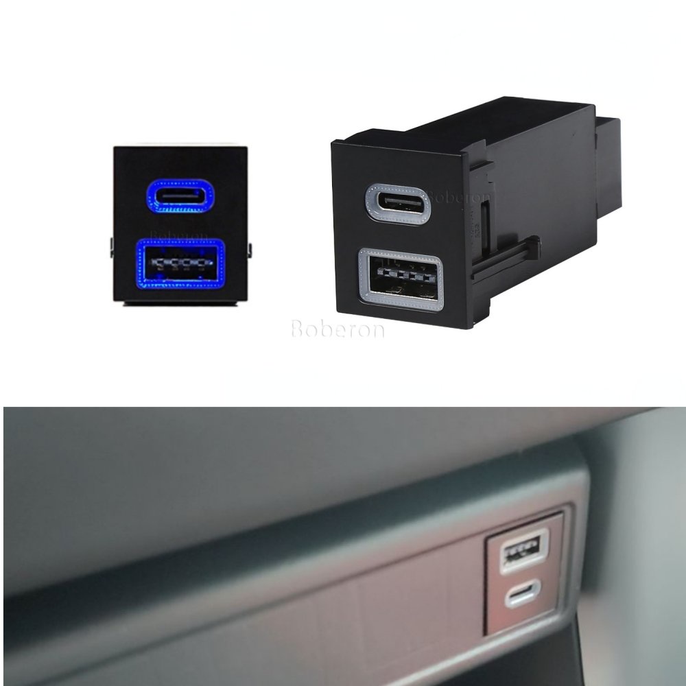 全新改裝 QC3.0 USB Type-c 充電器快速充電接口插座車載充電器適用於豐田卡羅拉 RAV4 PRADO Wi