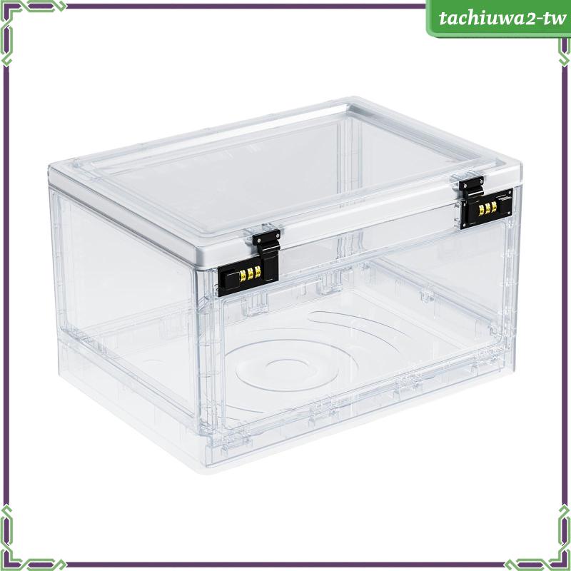 [TachiuwaecTW] 鎖盒便攜式化妝品收納盒收納盒透明可鎖儲物盒適用於櫥櫃辦公室車庫家用