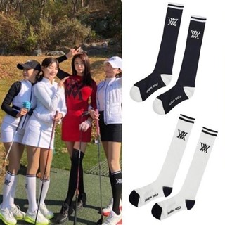 2024新款韓國高爾夫女裝襪長筒襪運動休閒球襪時尚彈力高筒襪純棉透氣