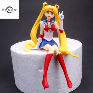 元氣招財 13cm 卡通動漫美少女戰士 Tsukino Usagi 坐姿可動人偶玩具娃娃蛋糕裝飾收藏模型禮物兒童玩具