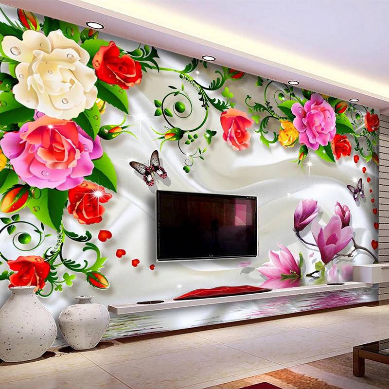 定制 3d 花卉壁畫壁紙適用於客廳牆紙家居裝飾貼紙