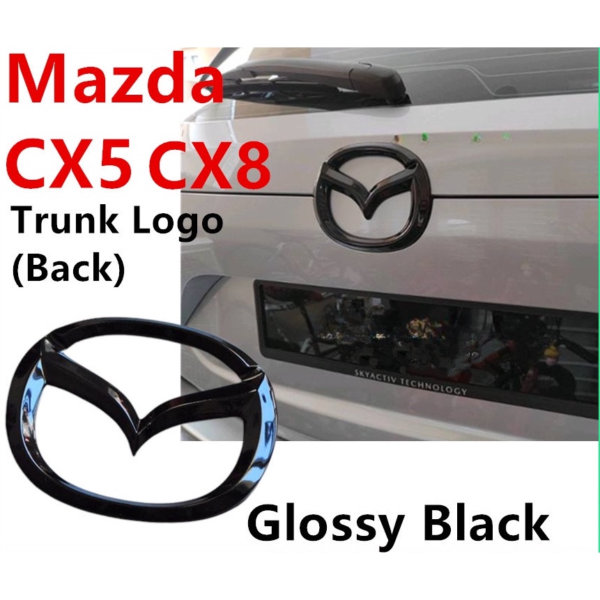 Mazda CX5 CX8 2017 - 2024 碳纖維黑色光面前格柵裝飾後行李箱標誌徽標蓋 3D 裝飾 CX-5 C