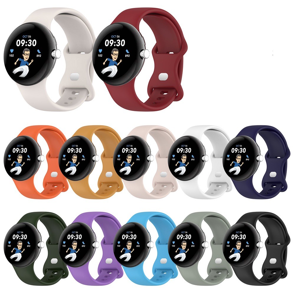 適用於 Google Pixel Watch 矽膠錶帶 Pixel 手錶 錶帶 純色錶帶 運動腕帶