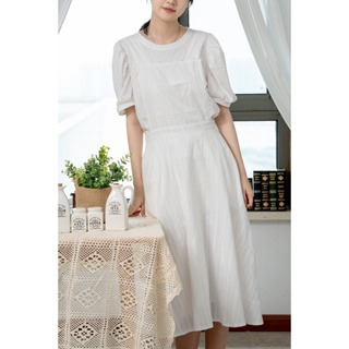 純白色長款圍裙花店奶茶店工作服家用廚房罩衣