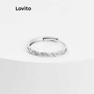 Lovito 優雅純金屬防過敏S925鍍銀禮品帶天鵝絨包戒指女式 L69AD024 (銀)