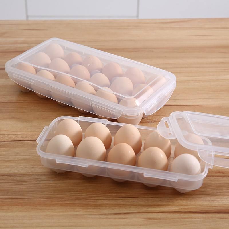 知泊商城 冰箱專用雞蛋保鮮收納盒透明帶蓋塑膠雞蛋整理籃長方形有蓋子雞蛋