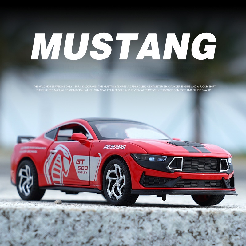 1:32 Ford Mustang Shelby GT500 合金汽車模型燈光和音效壓鑄汽車玩具男孩生日禮物兒童玩具汽車