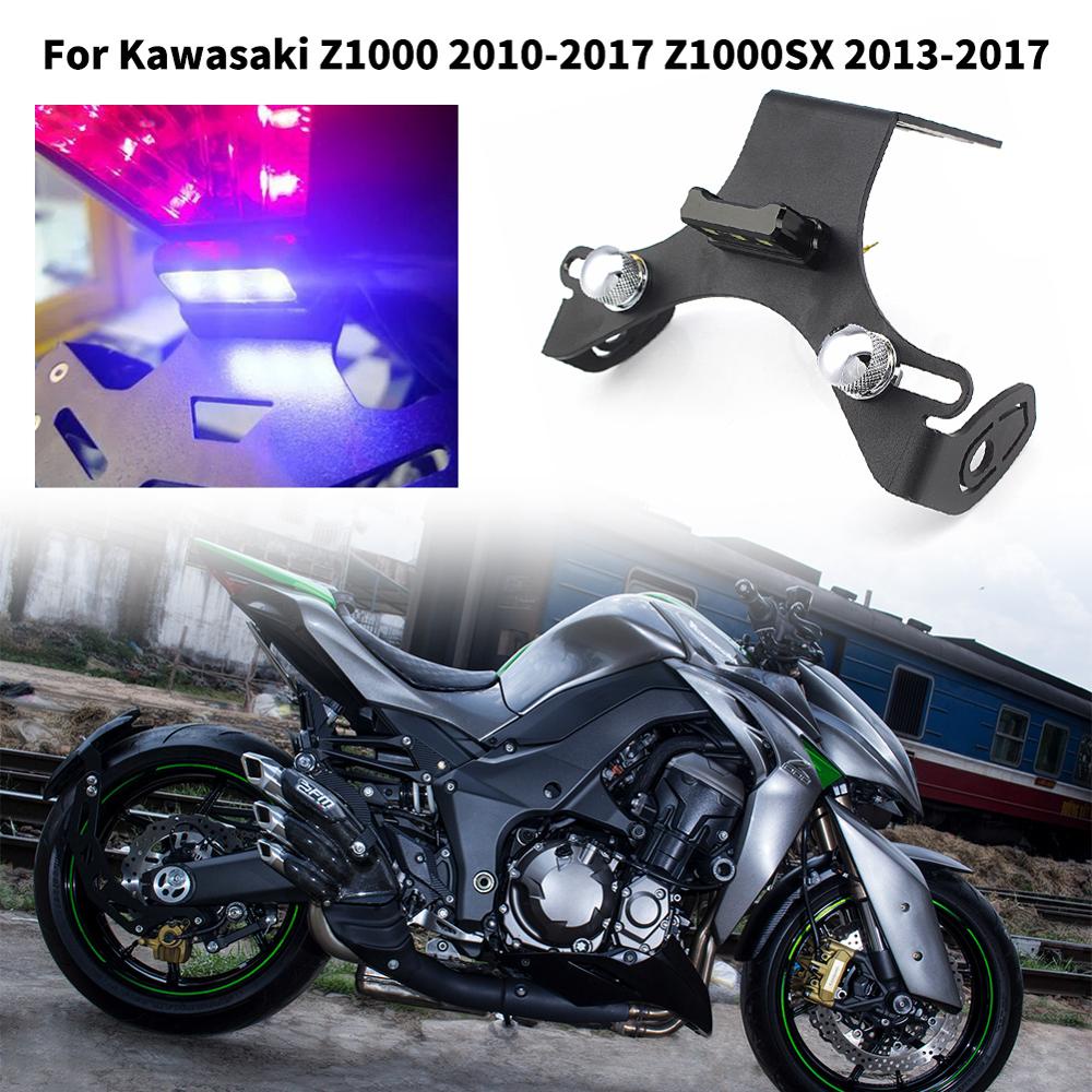 KAWASAKI 摩托車後牌照架支架帶 LED 燈適用於川崎 Z1000 2010-2017 2013 2014 201