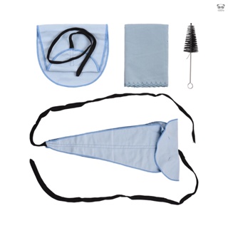 薩克斯清潔保養4件套 立體通條布+普通通條布+擦布+笛頭刷 淺藍色